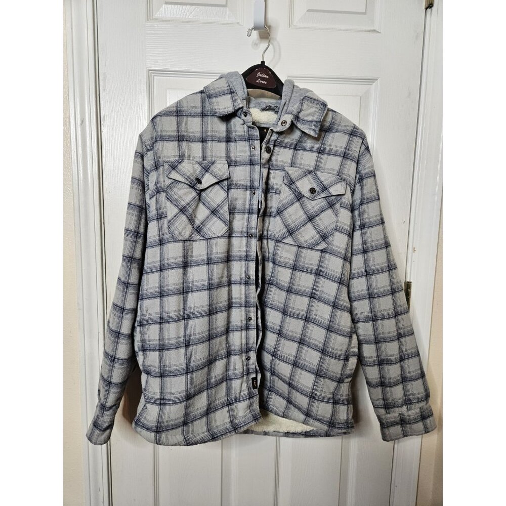 Men's Lee  Work Wear Sherpa Lined Hooded Jacket Coat Gray Large